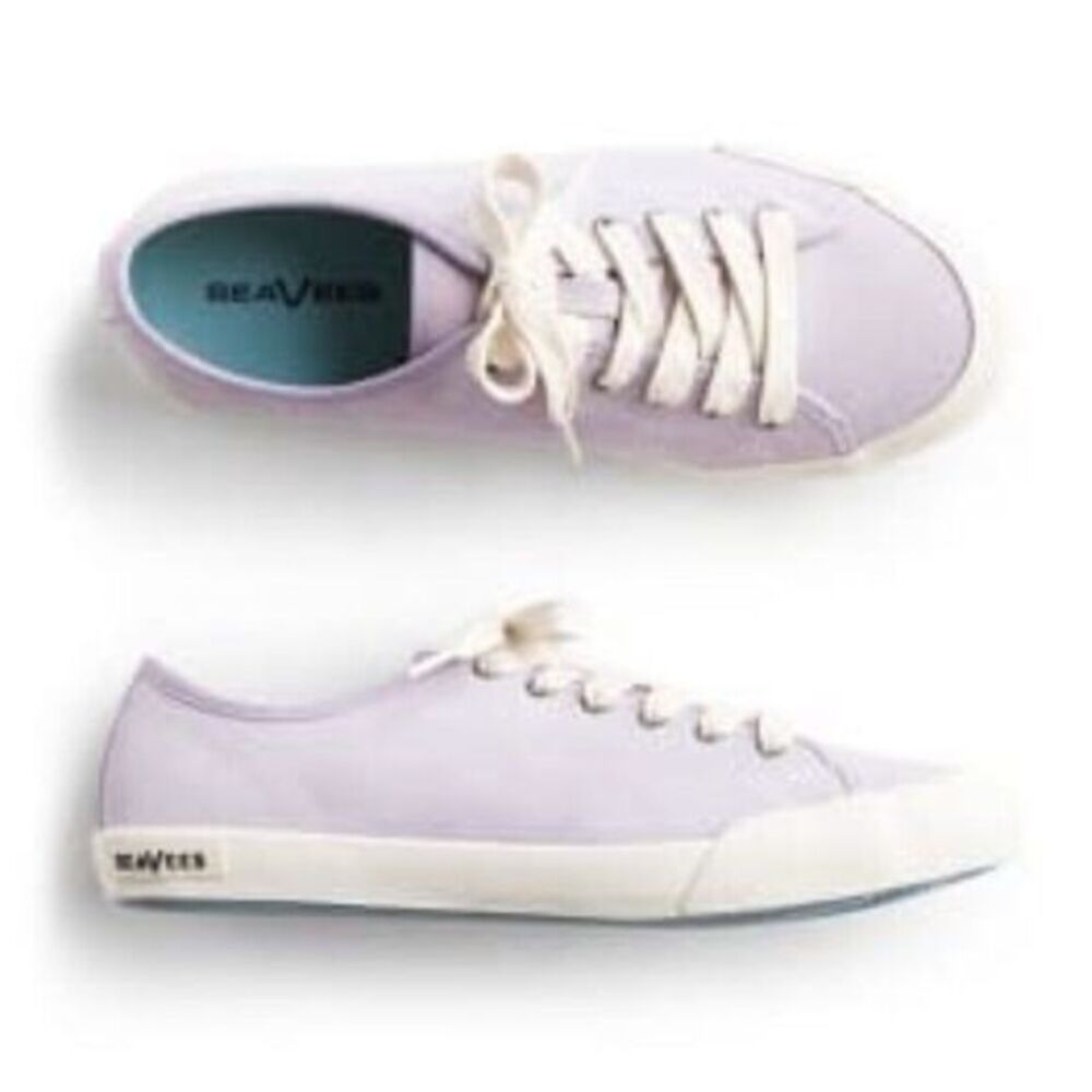 SeaVees Lavender Canvas Sneakers White Rubber Toe Lace Up size 8.5
